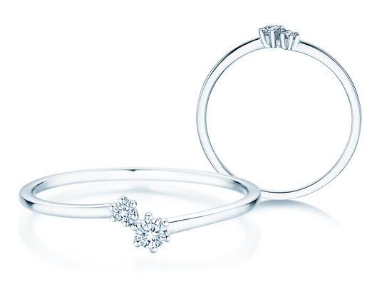 Verlobungsring You & Me Soft in 14K Weißgold mit Diamanten 0,09ct G/SI