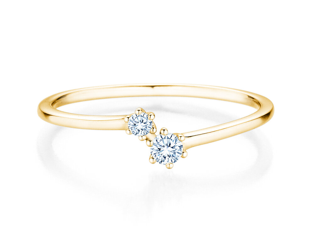 Verlobungsring You & Me Soft in 14K Gelbgold mit Diamanten 0,115ct G/SI