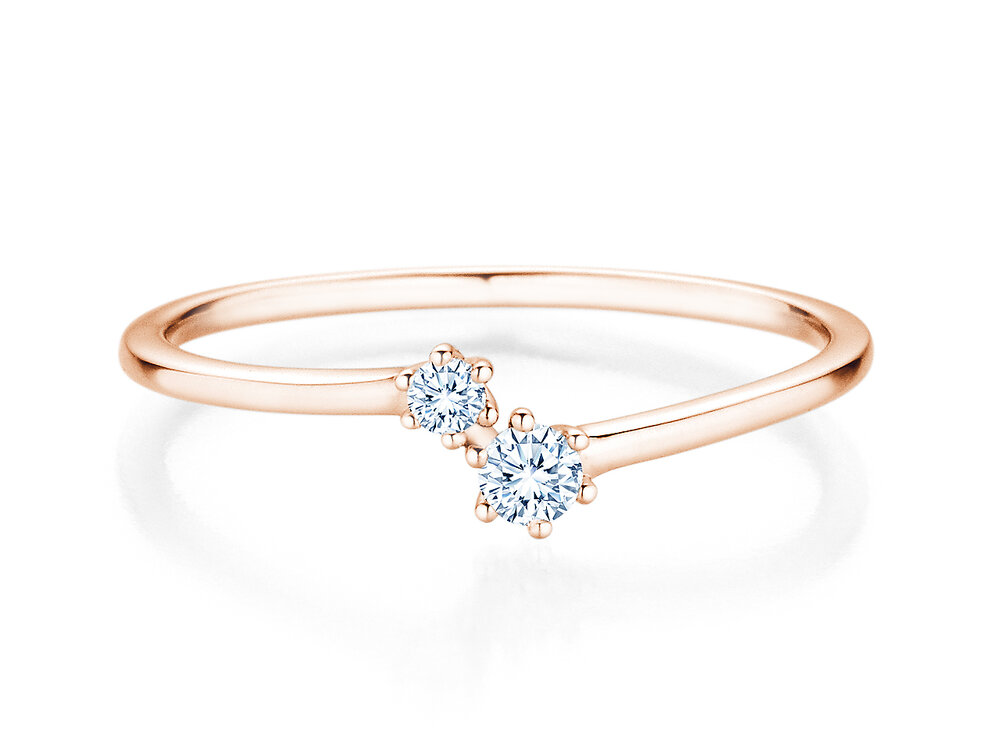 Verlobungsring You & Me Soft in 14K Roségold mit Diamanten 0,115ct G/SI