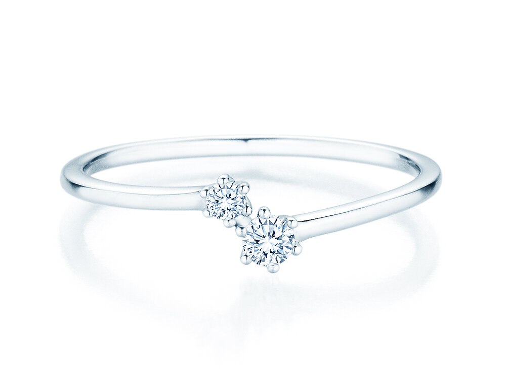 Verlobungsring You & Me Soft in 14K Weißgold mit Diamanten 0,115ct G/SI