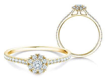 Verlobungsring Bloom Pavé in 18K Gelbgold mit Diamanten 0,46ct G/SI