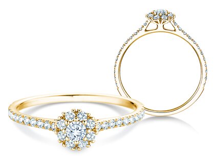 Verlobungsring Bloom Pavé in 9K Gelbgold mit Diamanten 0,46ct G/SI