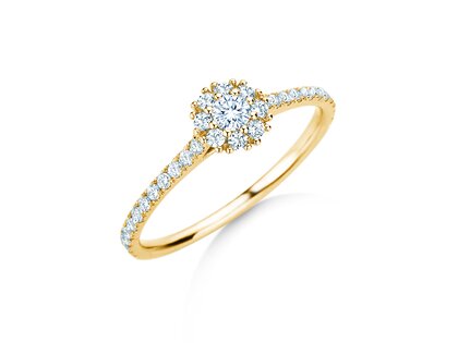 Verlobungsring Bloom Pavé in 9K Gelbgold mit Diamanten 0,46ct G/SI