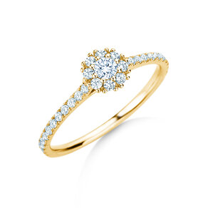 Verlobungsring Bloom Pavé in 9K Gelbgold mit Diamanten 0,46ct G/SI