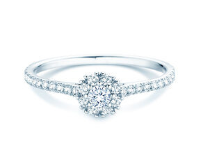 Verlobungsring Bloom Pavé in 14K Weißgold mit Diamanten 0,46ct G/SI