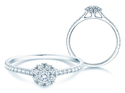 Verlobungsring Bloom Pavé in 14K Weißgold mit Diamanten 0,46ct G/SI