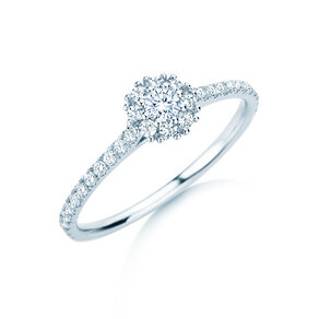 Verlobungsring Bloom Pavé in 14K Weißgold mit Diamanten 0,46ct G/SI