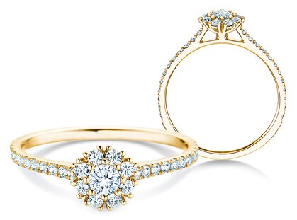 Verlobungsring Bloom Pavé in 14K Gelbgold mit Diamanten 0,55ct G/SI