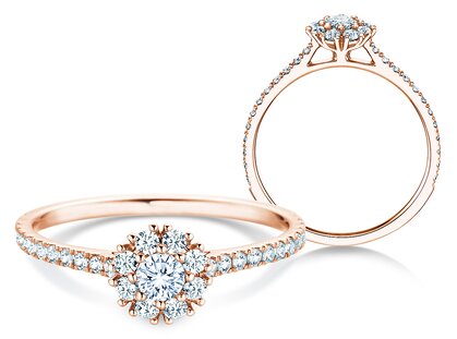 Verlobungsring Bloom Pavé in 14K Roségold mit Diamanten 0,55ct G/SI