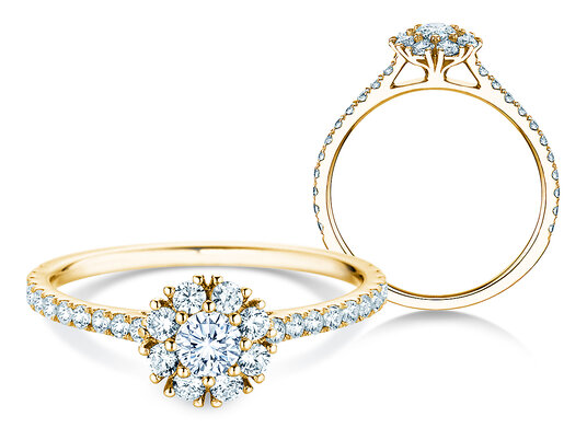 Verlobungsring Bloom Pavé in 14K Gelbgold mit Diamanten 0,70ct G/SI
