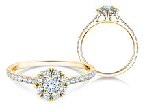 Verlobungsring Bloom Pavé in 14K Gelbgold mit Diamanten 0,70ct G/SI