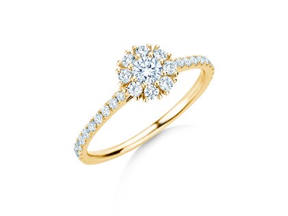 Verlobungsring Bloom Pavé in 14K Gelbgold mit Diamanten 0,70ct G/SI