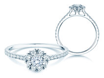 Verlobungsring Bloom Pavé in 14K Weißgold mit Diamanten 0,70ct G/SI