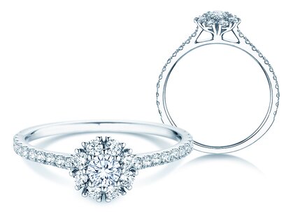 Verlobungsring Bloom Pavé in 14K Weißgold mit Diamanten 0,70ct G/SI