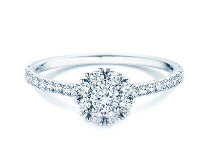 Verlobungsring Bloom Pavé in 14K Weißgold mit Diamanten 0,70ct G/SI