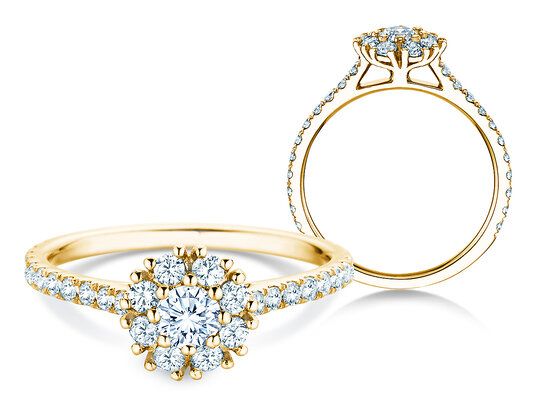 Verlobungsring Bloom Pavé in 9K Gelbgold mit Diamanten 0,82ct G/SI