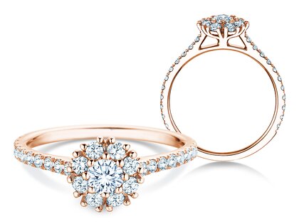 Verlobungsring Bloom Pavé in 9K Roségold mit Diamanten 0,82ct G/SI