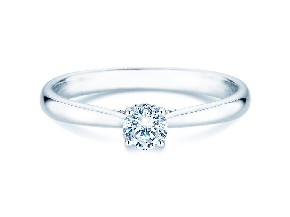 Verlobungsring Classic 4 Hidden Halo in Platin 950/- mit Labordiamanten 0,30ct E/VS