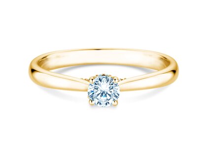 Verlobungsring Classic 4 Hidden Halo in 9K Gelbgold mit Labordiamanten 0,30ct E/VS