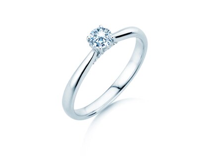 Verlobungsring Classic 4 Hidden Halo in 9K Weißgold mit Labordiamanten 0,30ct E/VS
