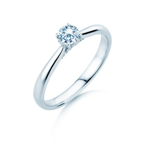 Verlobungsring Classic 4 Hidden Halo in 9K Weißgold mit Labordiamanten 0,30ct E/VS