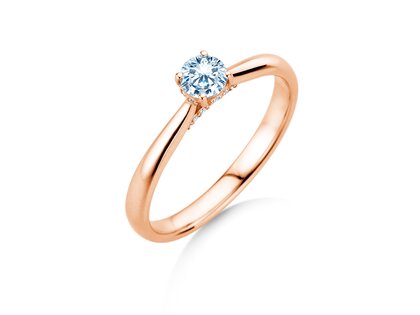 Verlobungsring Classic 4 Hidden Halo in 18K Roségold mit Labordiamanten 0,30ct E/VS