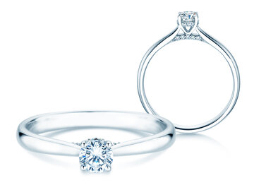 Verlobungsring Classic 4 Hidden Halo in 9K Weißgold mit Diamanten 0,30ct G/SI