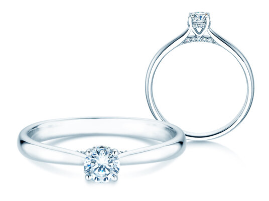 Verlobungsring Classic 4 Hidden Halo in 14K Weißgold mit Diamanten 0,30ct G/SI