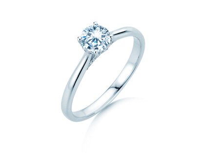 Verlobungsring Classic 4 Hidden Halo in 18K Weißgold mit Labordiamanten 0,57ct E/VS