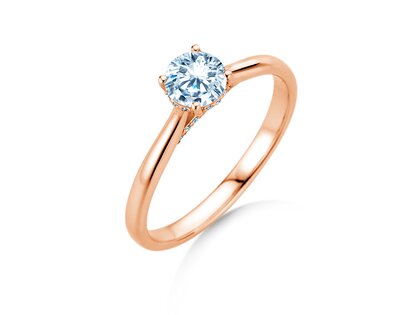 Verlobungsring Classic 4 Hidden Halo in 18K Roségold mit Labordiamanten 0,57ct E/VS