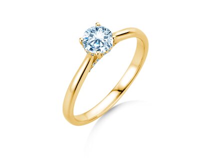 Verlobungsring Classic 4 Hidden Halo in 14K Gelbgold mit Labordiamanten 0,57ct E/VS