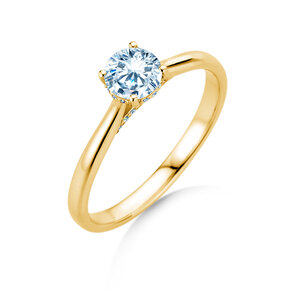 Verlobungsring Classic 4 Hidden Halo in 14K Gelbgold mit Labordiamanten 0,57ct E/VS