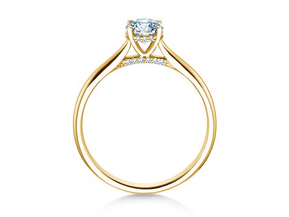 Verlobungsring Classic 4 Hidden Halo in 14K Gelbgold mit Labordiamanten 0,57ct E/VS
