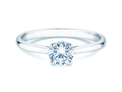 Verlobungsring Classic 4 Hidden Halo in 18K Weißgold mit Labordiamanten 0,57ct E/VS