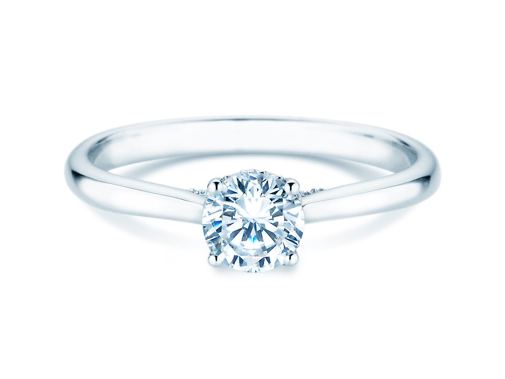 Verlobungsring Classic 4 Hidden Halo in Platin 950/- mit Labordiamanten 0,57ct E/VS
