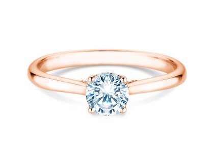 Verlobungsring Classic 4 Hidden Halo in 18K Roségold mit Labordiamanten 0,57ct E/VS