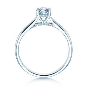 Verlobungsring Classic 4 Hidden Halo in 18K Weißgold mit Labordiamanten 0,57ct E/VS