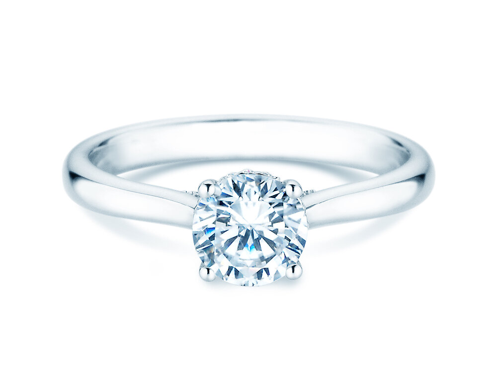 Verlobungsring Classic 4 Hidden Halo in Platin 950/- mit Diamanten 0,82ct G/SI