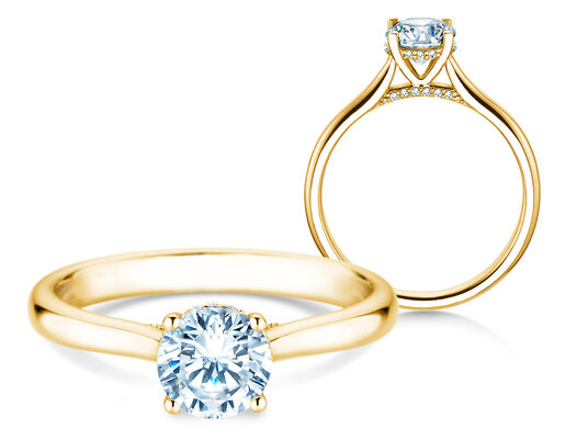 Verlobungsring Classic 4 Hidden Halo in 18K Gelbgold mit Diamanten 0,82ct G/SI