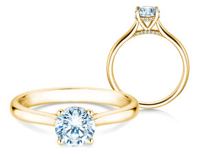 Verlobungsring Classic 4 Hidden Halo in Gelbgold