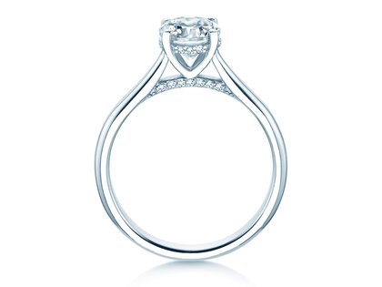 Verlobungsring Classic 4 Hidden Halo in 14K Weißgold mit Labordiamanten 1,08ct E/VS