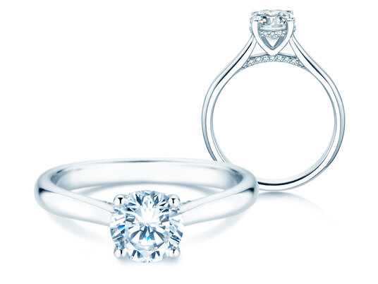 Verlobungsring Classic 4 Hidden Halo in 14K Weißgold mit Labordiamanten 1,08ct E/VS