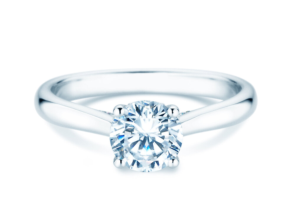 Verlobungsring Classic 4 Hidden Halo in Platin 950/- mit Labordiamanten 1,08ct E/VS