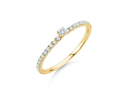 Verlobungsring Classic 4 Pavé in 9K Gelbgold mit Diamanten 0,30ct G/SI