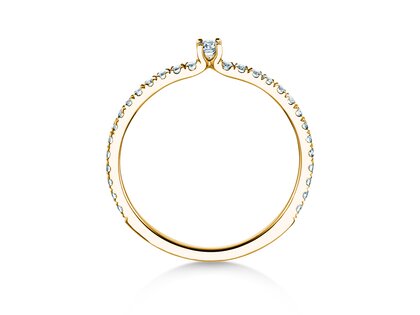Verlobungsring Classic 4 Pavé in 9K Gelbgold mit Diamanten 0,30ct G/SI