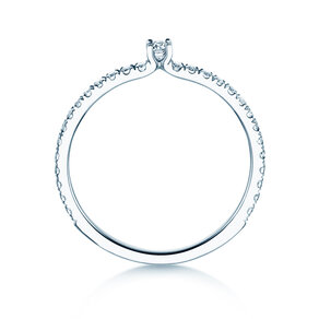 Verlobungsring Classic 4 Pavé in 14K Weißgold mit Diamanten 0,30ct G/SI