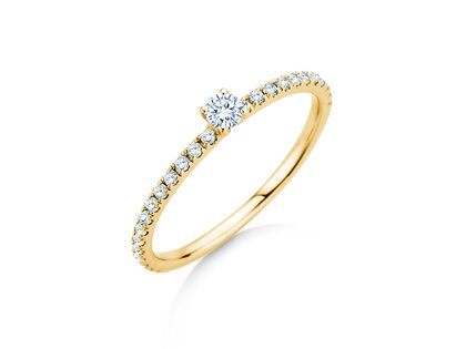 Verlobungsring Classic 4 Pavé in 18K Gelbgold mit Diamanten 0,35ct G/SI