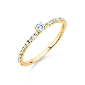 Verlobungsring Classic 4 Pavé in 18K Gelbgold mit Diamanten 0,35ct G/SI