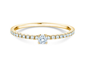 Verlobungsring Classic 4 Pavé in 18K Gelbgold mit Diamanten 0,35ct G/SI
