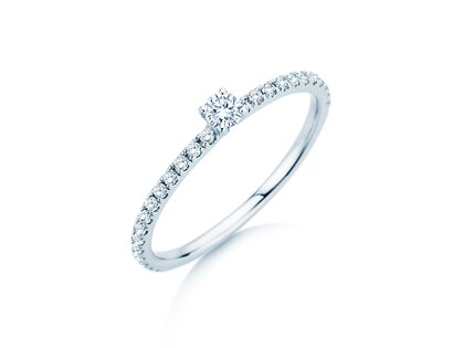 Verlobungsring Classic 4 Pavé in Platin 950/- mit Diamanten 0,35ct G/SI